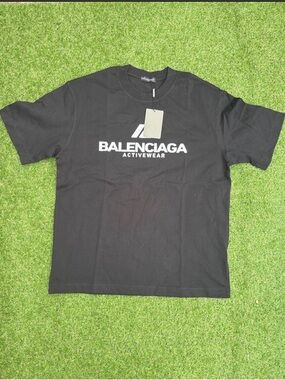 Balenciaga Black T-Shirt with White Activewear Logo